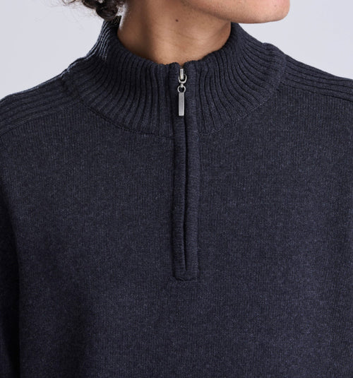 CHARCOAL KNIT QUARTER ZIP SWEATER