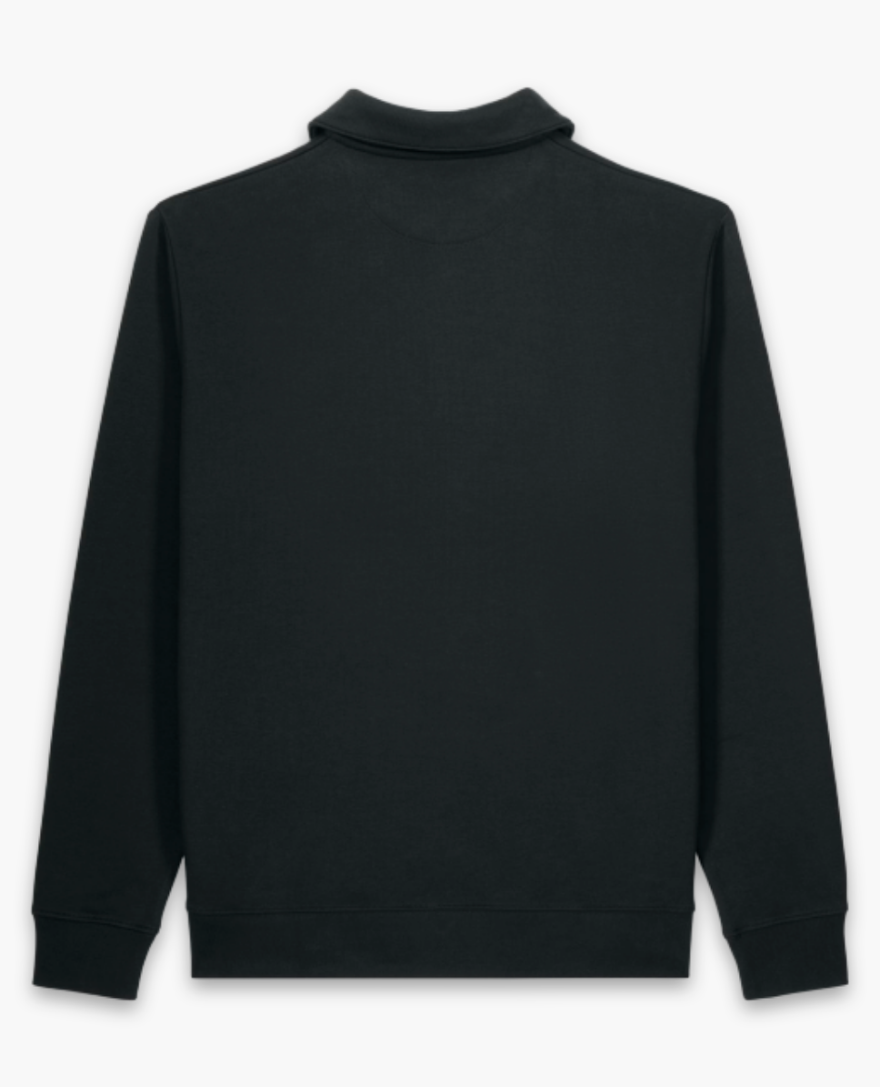 BLACK ZIP POLO SWEATSHIRT