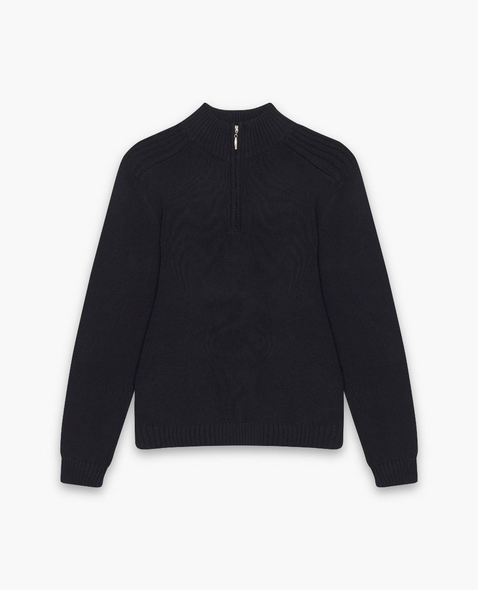 BLACK KNIT QUARTER ZIP SWEATER