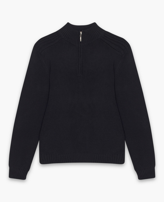 BLACK KNIT QUARTER ZIP SWEATER
