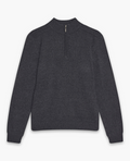 CHARCOAL KNIT QUARTER ZIP SWEATER